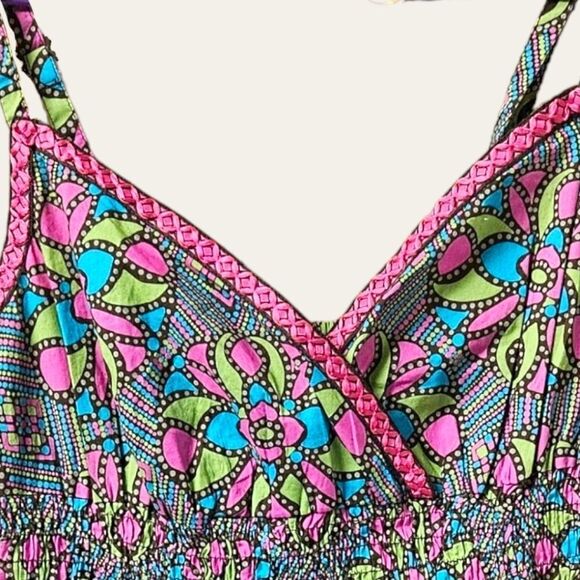 TOMMY HILFIGERโMulti  Color Floral Print Pink Embroidery Sleeveless Tank Top L - Picture 5 of 15